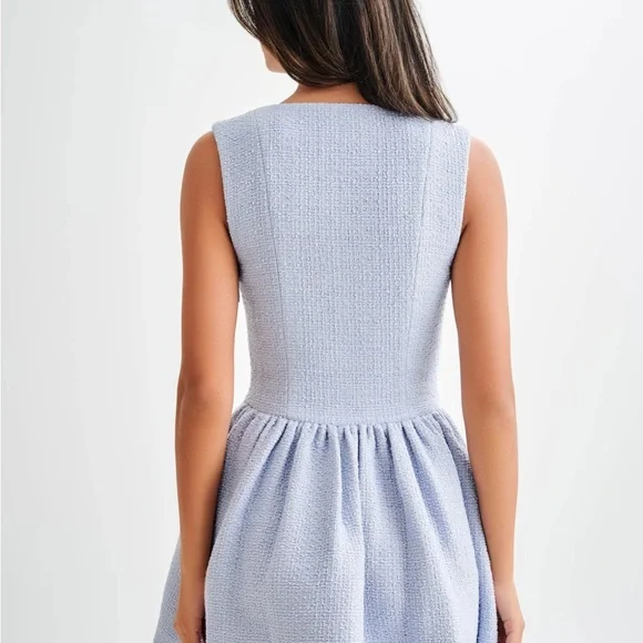 MESHKI Jennifer Boucle Mini Dress - Sky Blue - Picture 4 of 7